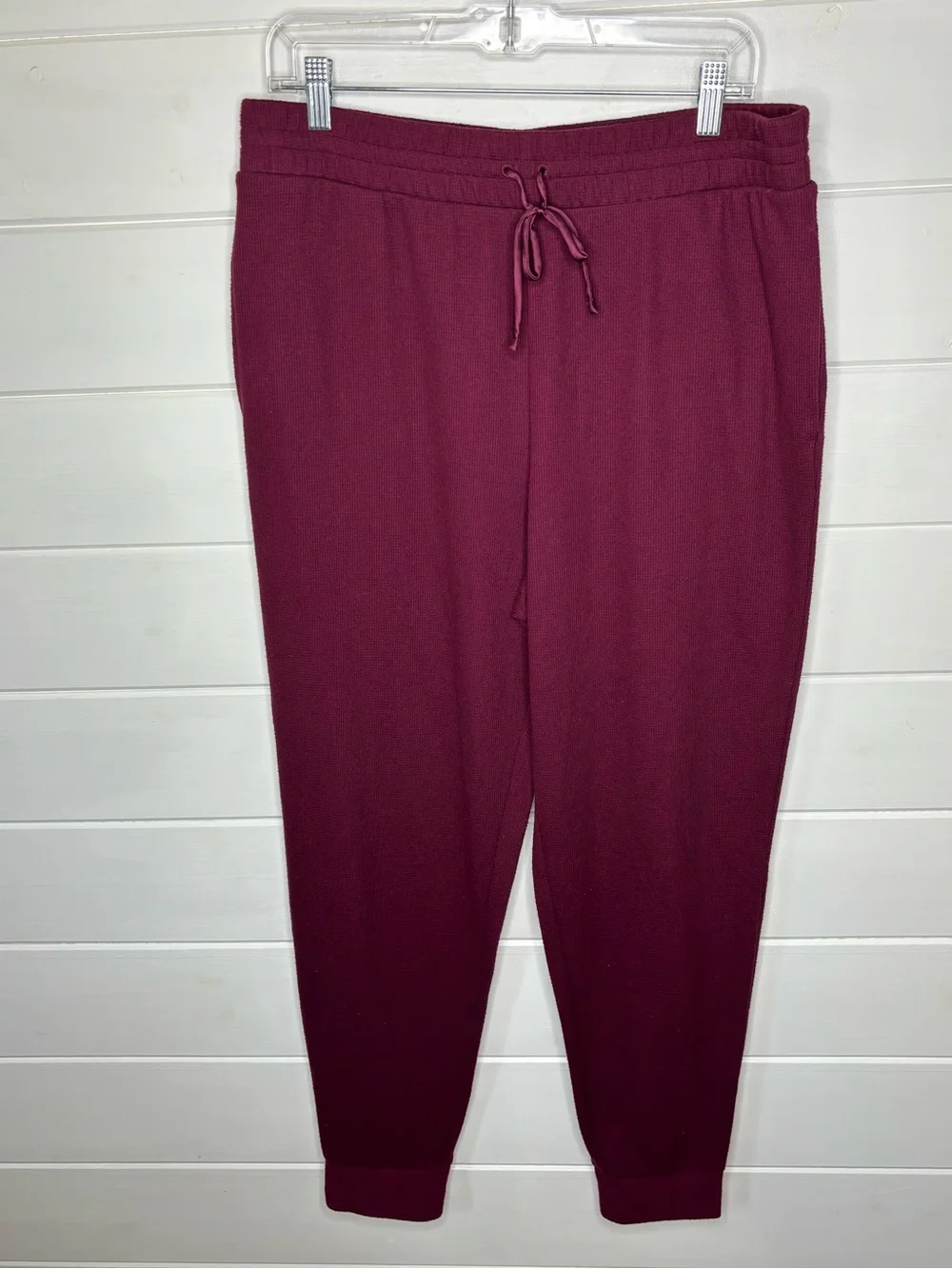 Victoria’s Secret Waffle Knit Lounge Jogger Pants Burgundy High Rise Size Large